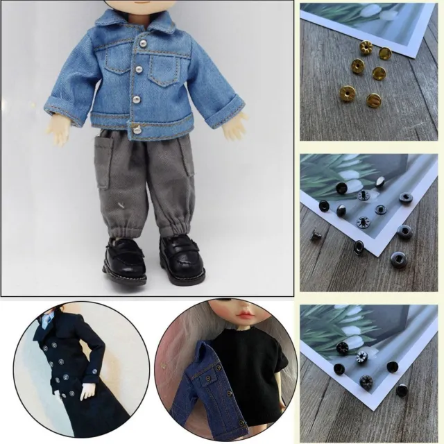 Miniatura hágalo usted mismo Ropa de muñeca Mini botones Ropa Hebilla de coser Hebillas de metal