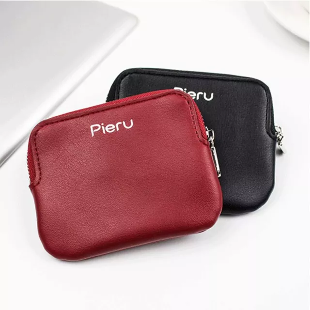 Women Ladies Men PU Leather Small Coin Card Key Ring Wallet Pouch Zipper Purse