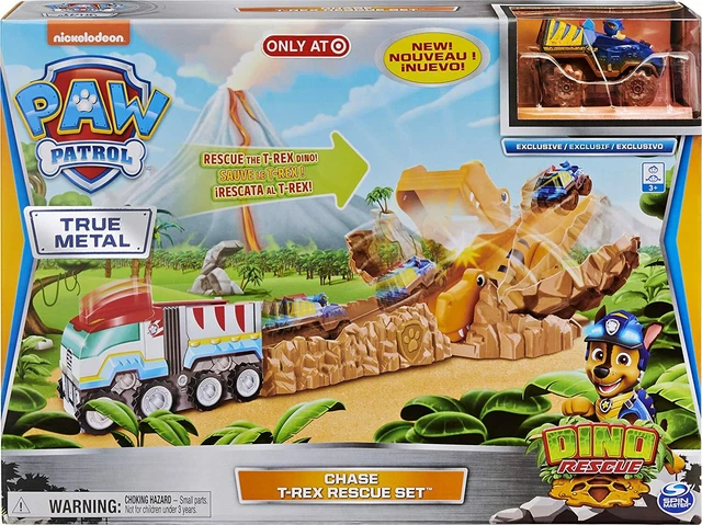 PAW Patrol Metal Dino Rescue Chase T-Rex - Kit Sauvetage Neuf Avec Véhicule