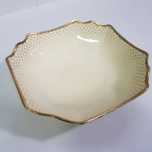 Art Deco Crown Devon Fieldings ceramic serving bowl gold dots 24cm England VTG