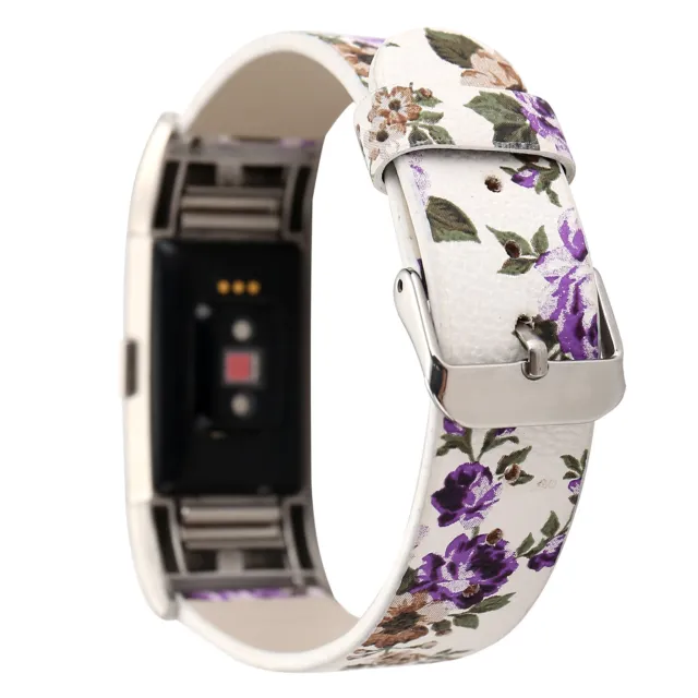 Flower Print Leather Replacement Watch Band Strap For Fitbit Charge 6 5 4 3 2 3