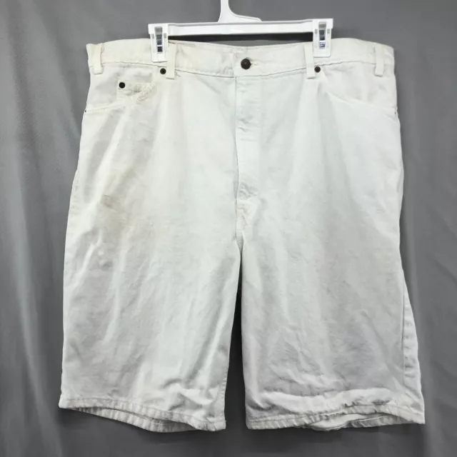 Vintage Levis 550 Relaxed Fit Denim White Shorts Size 41 (42) Mens Orange Tag