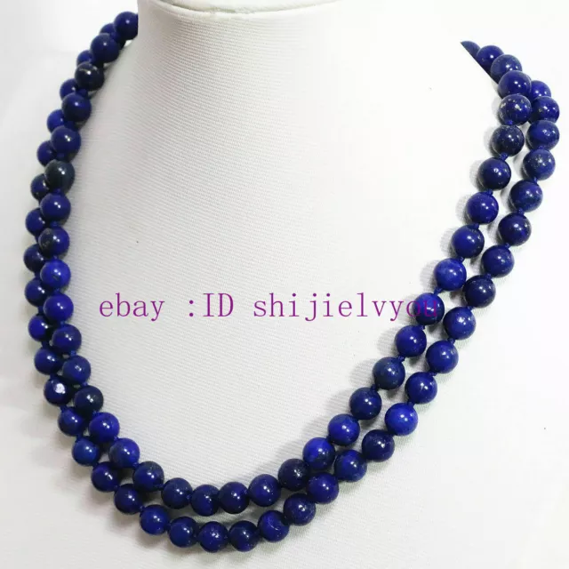 Collier perles rondes bleu égyptien naturel taille 8mm10mm12mm 18-36'' 2