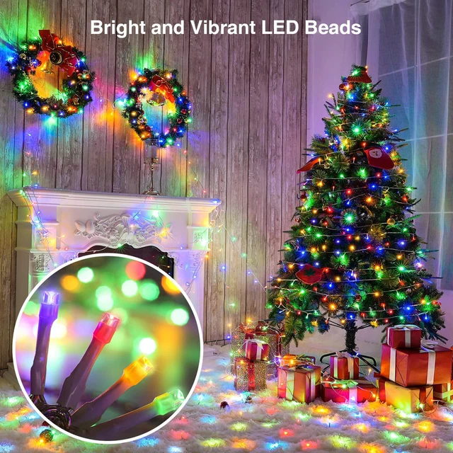 32.8FT 100 LED String Lights Waterproof Copper Wire 8 Modes Plug-in Fairy Lights