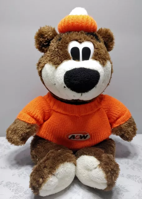 Vintage 90's A&W Root Beer Rooty Canada Promo Mascot Bear Plush 17"