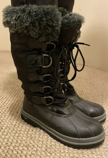 Khombu DARTMOUTH Warm Lined Winter Boots BLACK sz 8 Lace Up