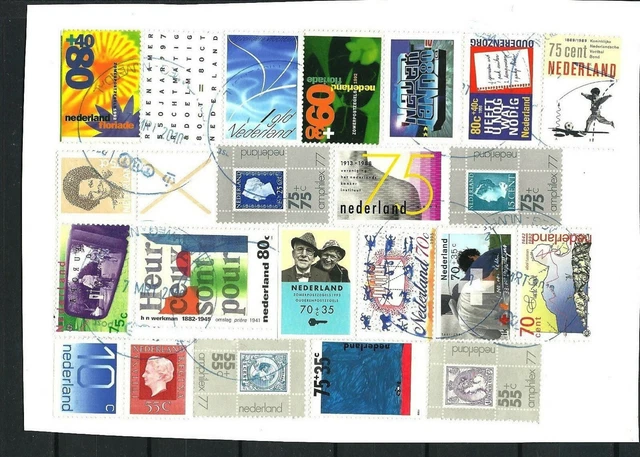 Lot De 22 Timbres Pays-Bas Sur Papier Provenant D´un Colis Regardez Scans