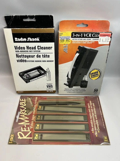 RADIO SHACK BLOCKBUSTER VHS Video Cleaner Lot Bundle Cassette Tape For ...