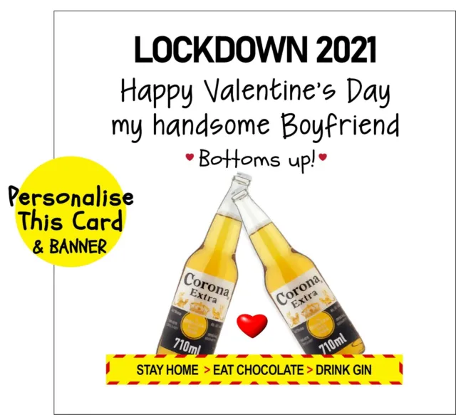 CORONA BEER Funny VALENTINES DAY Card lockdown pandemic personalised RUDE WIFE