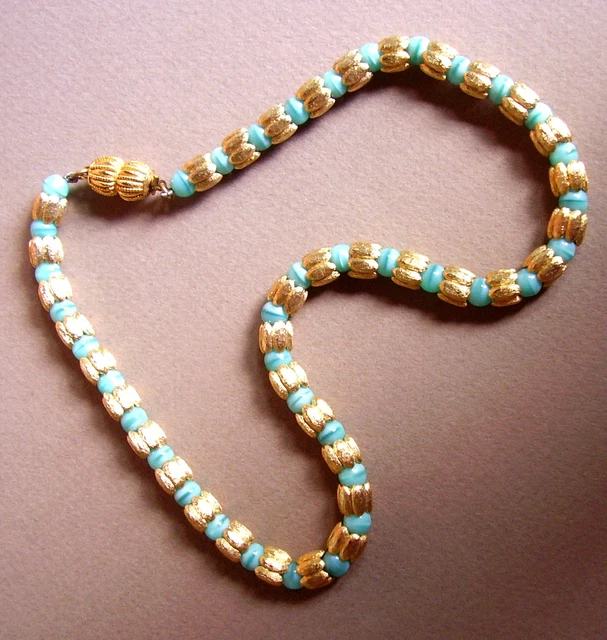 Collier Sautoir Vintage En Perles Multicolores - Ancien, Style Rétro - Occasion