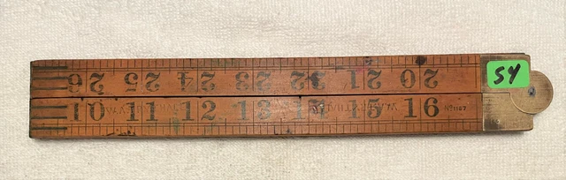 Vintage RABONE Boxwood & Brass Folding Ruler 36" No 1167  054