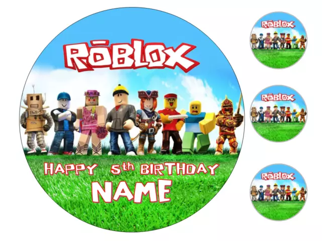 ROBLOX PERSONALISED Edible round Cake Topper on wafer Icing