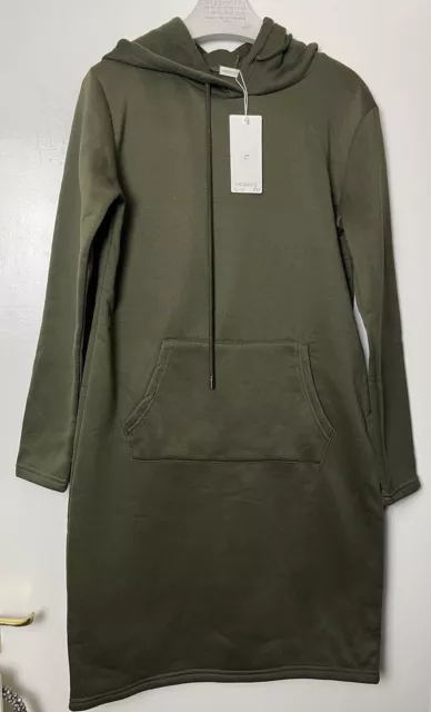 MOOCCI Dark Green Khaki Jersey Hooded Sweatshirt Dress Size M UK 10-12