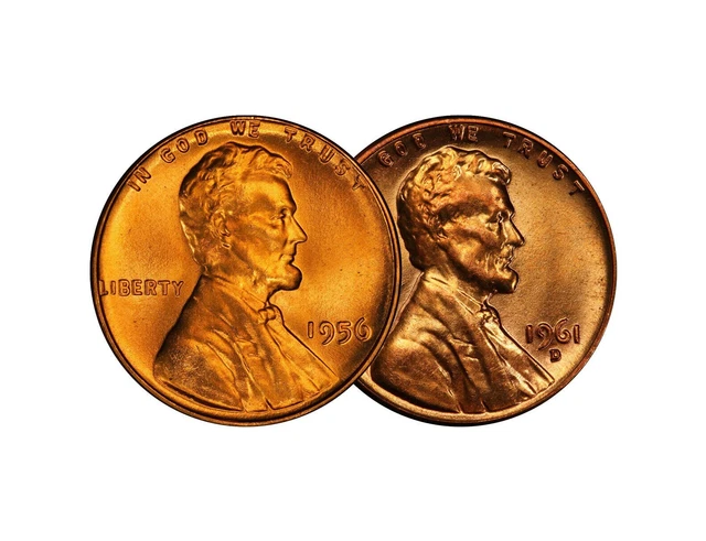 1956 P 1961 D Lincoln Wheat Memorial Cent 1c Brilliant Uncirculated 2 Set