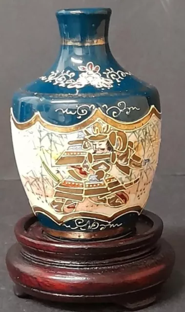 Vintage Japanese Samurai Satsuma ceramic vase
