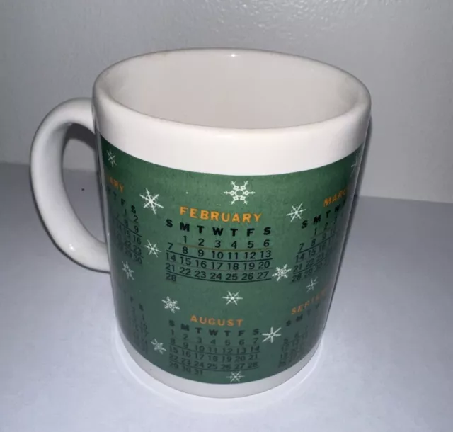 Vintage 1993s Calendar Coffee Mug Cup 12 Month Calendar Collectible mug