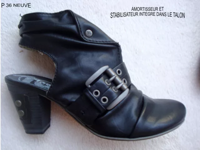 Superbe Bottine Escarpin Original Noire Anti-Choc P 36 /37 Neuve
