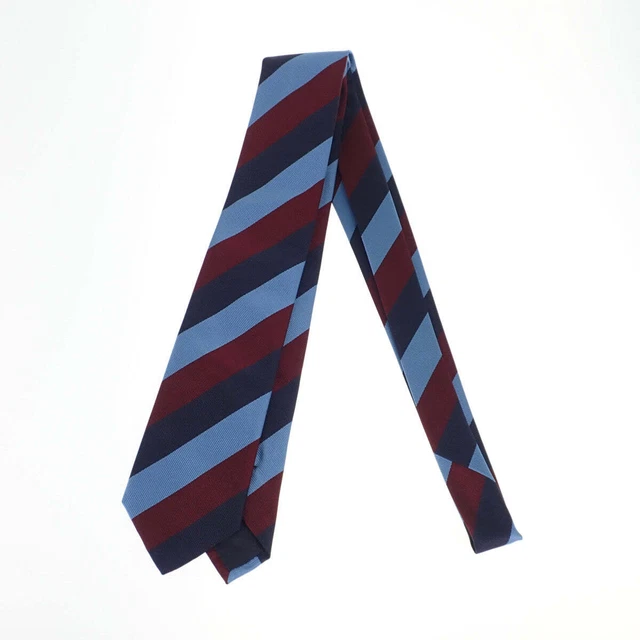 Prada stripe tie UCR77 S141 1LT5 100% silk blue x navy bordeaux Used