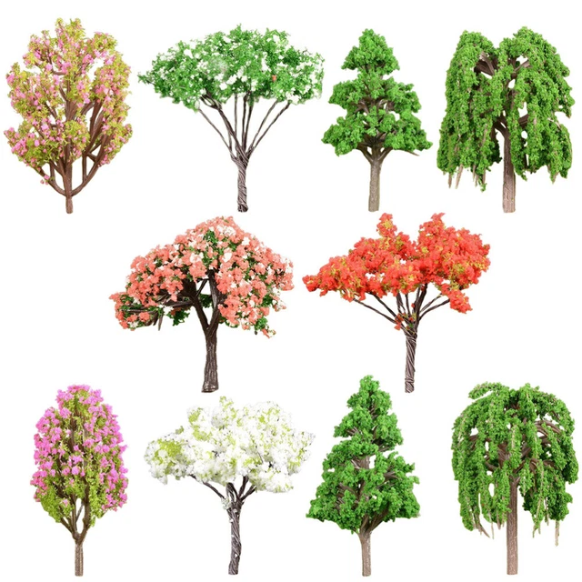 Cayway 34 PCS Modèles Arbres Miniatures 3-15.5cm - Arbres Paysage Pour Trains Et Maquettes