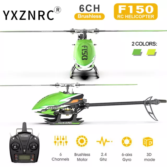 YXZNRC F150 RC Helicopter 2.4G 6CH 6-Axis Gyro 3D Brushless Flybarless Aerobatic