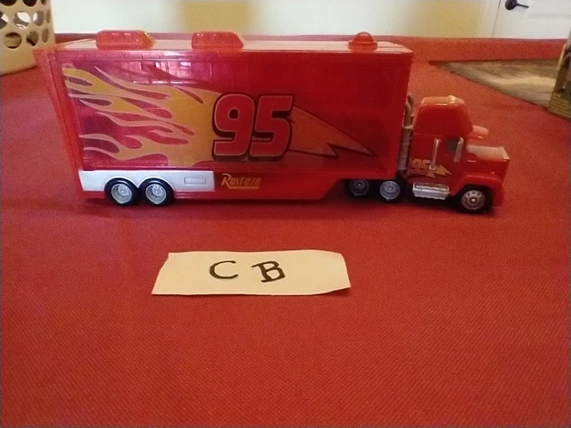 DISNEY PIXAR CARS Lightning Mcqueen Mack Rust-Eze Semi Truck Trailer ...