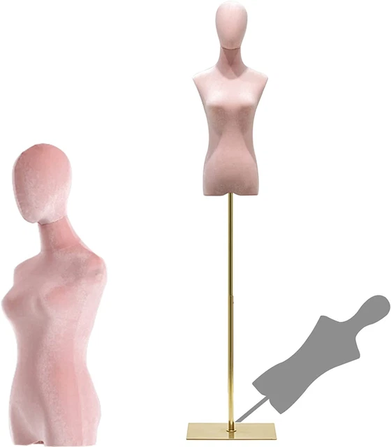 Female Dress Form, Pink Velvet Jewelry Display, Height Adjustable