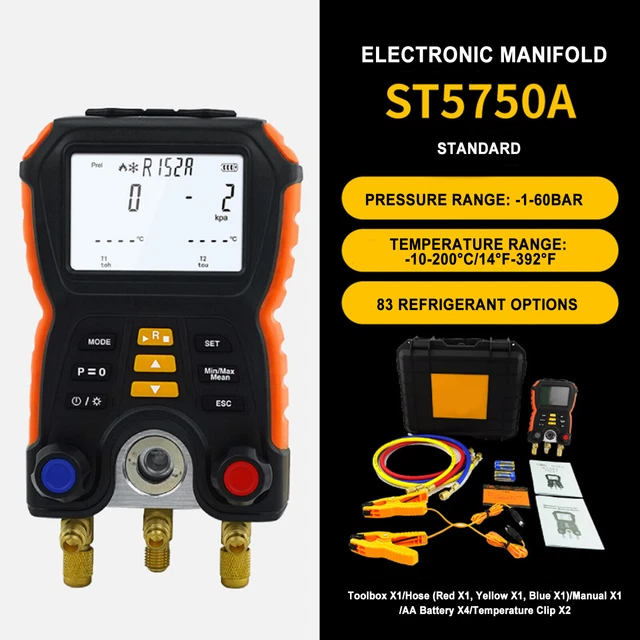 Digital Air Conditioning Pressure Gauge Manifold Meter Refrigeration Leak Detect