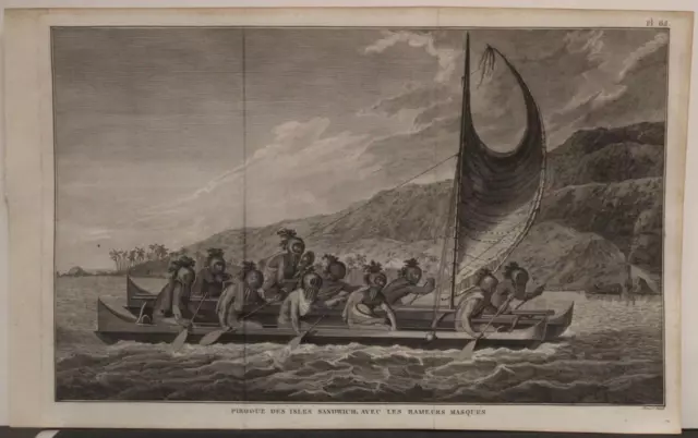 Hawaii Hawaiian Native Canoe Kealakekua Bay United States 1785 Cook Antique View