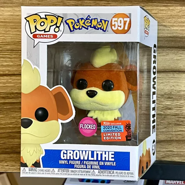 Flocked Growlithe Funko Pop! #597 Pokémon 2020 NYCC Convention Exclusive New!