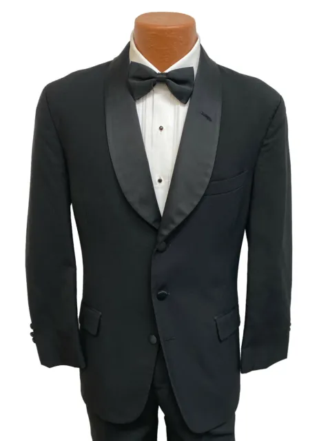 Boys Black Chaps Ralph Lauren Tuxedo Jacket 100% Wool Satin Shawl Lapels Size 8