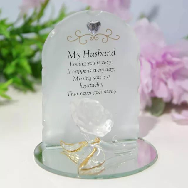 In Loving Memory of a Dear Husband Rose Plaque Engraved with a Personalised Poem