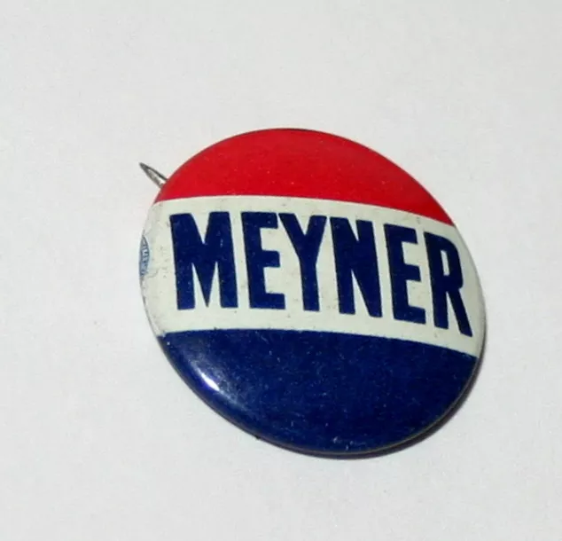 New Jersey Governor Meyner for Presidential Political Button Pin NOS Oval 60s