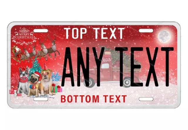 Dog Christmas Cute Pet Any Text Personalized License Plate Tag Auto ATV Bike