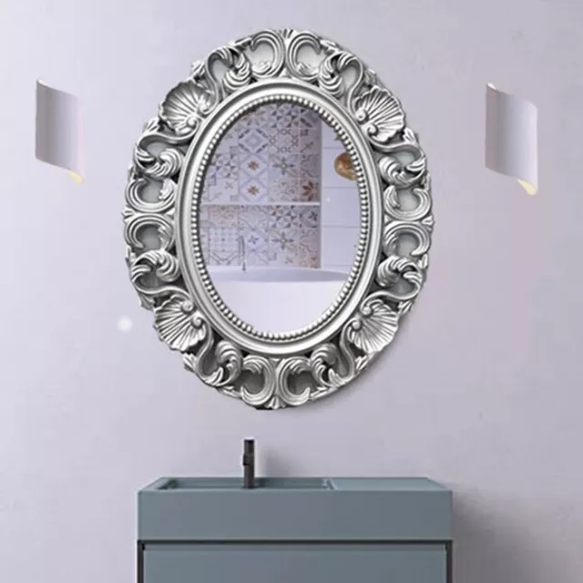 New Oval Baroque Hanging Mirror Beautiful Wall Mirror Silver Chic Mirror 62X50Cm