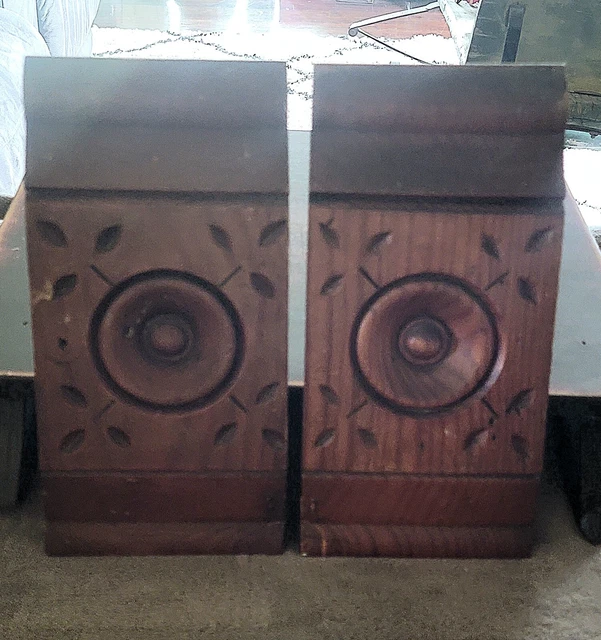 Antique 1880s Pair Of ROSETTE TRIM Plinth Block VICTORIAN DOOR Molding Base Wood