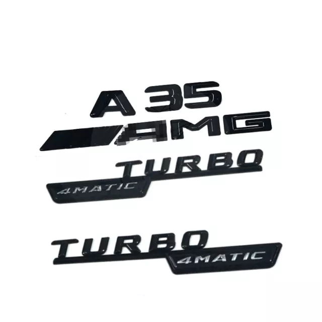 Emblème A35 & AMG & TURBO 4MATIC Noir Brillant Pour Mercedes Benz