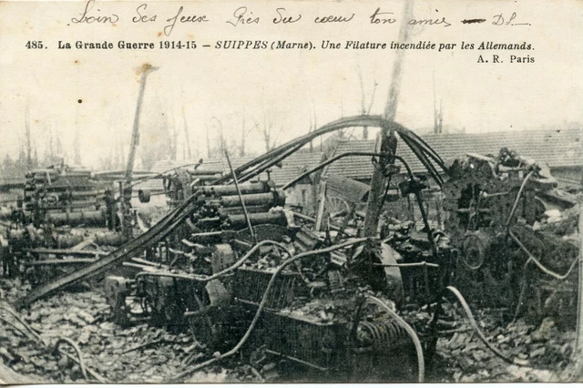 Cpa // Military War / The Marne Sippes A Burning Spinning