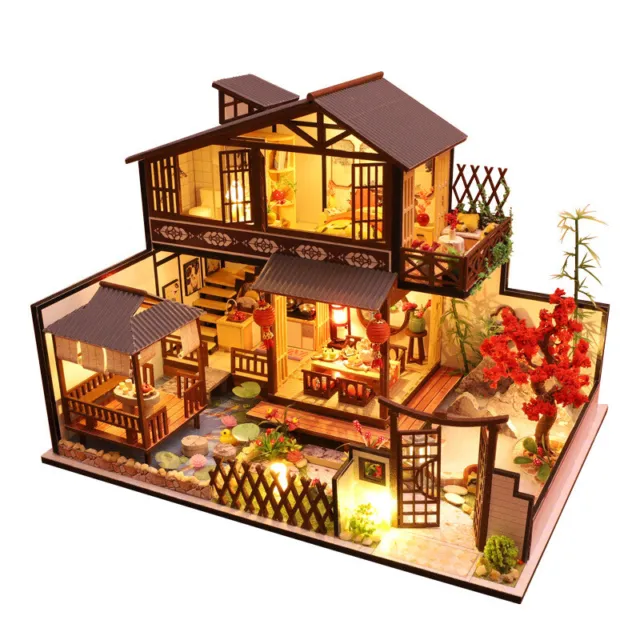1x Mini Dollhouse Kit Retro Chinese Style Valley Room Box Miniature DIY Handmade