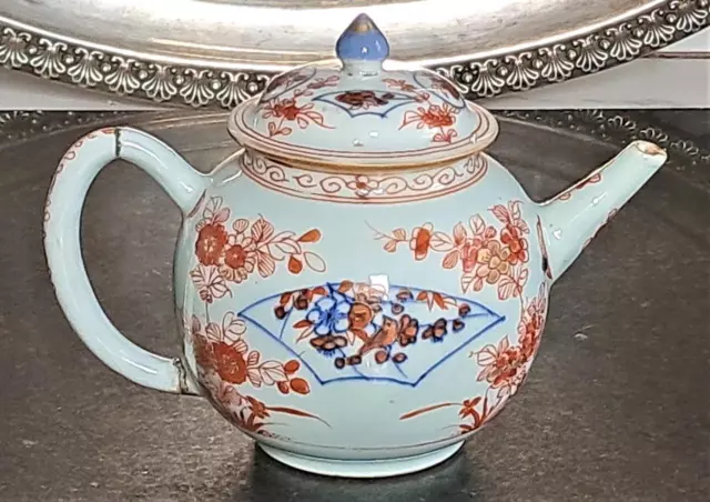 Chinese 18th C Porcelain Teapot with Dutch Amsterdam Bont Decoration C 1740+