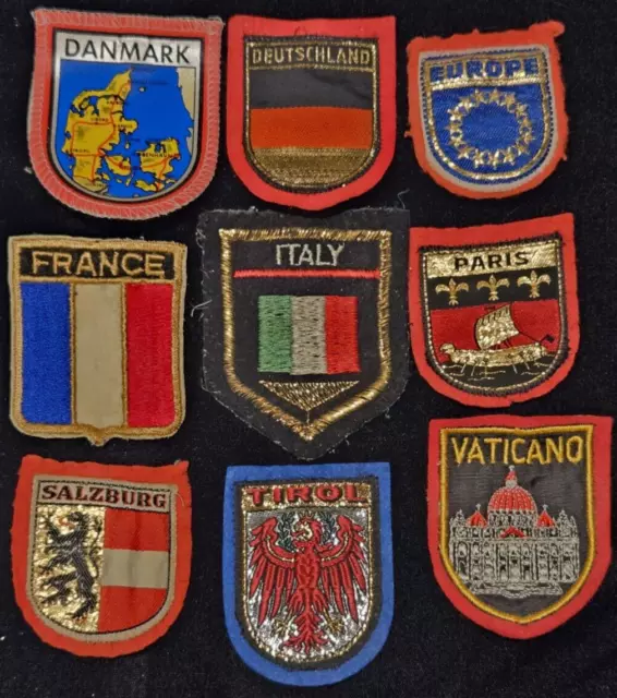 Vintage Europe Coat Of Arms Crest Souvenir Patch Lot Italy Germany Vatican Tirol