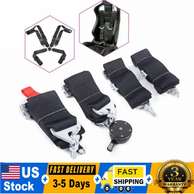 3'' 4 POINT Black Camlock Quick Release Racing Seat Belt Harness For ...