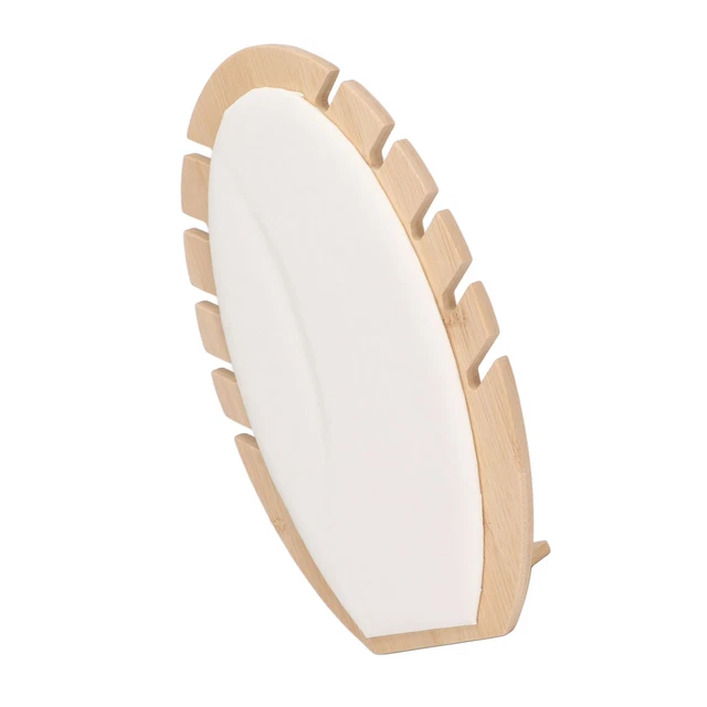 Collier De Bambou Stand D'affichage Forme De Feuille PU Blanc Chaîne De Panneau
