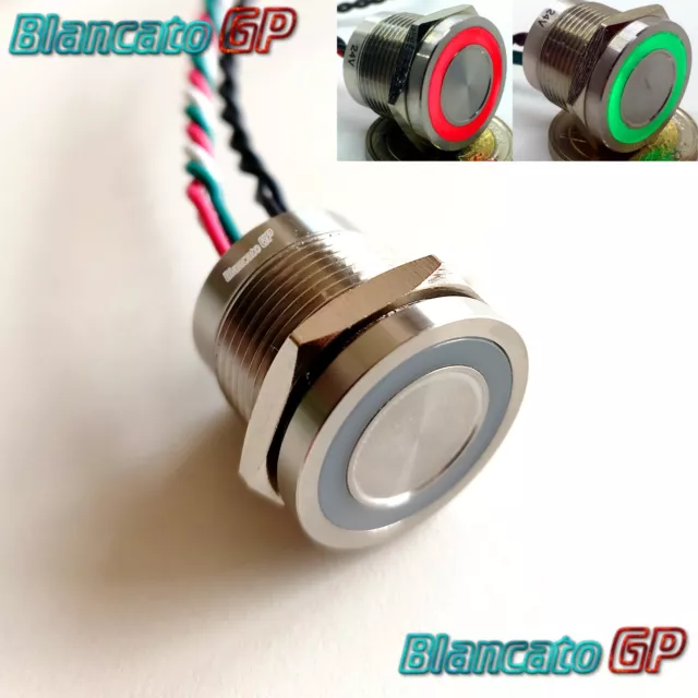 Pulsante Piezoelettrico 19mm INOX 316L LED 24V bicolore rosso verde piezo nautic