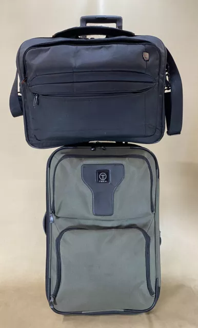 Used TUMI T-TECH Carry On Set 22” Suitcase 5722GRY & 5664D 18” Laptop Briefcase 2