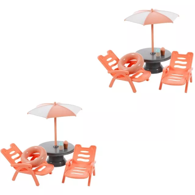 2pcs Beach Chair Set Doll House Doll House Beach Chair Beach Umbrella