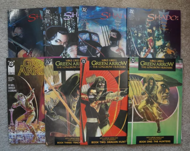 Mike Grell lot Green Arrow Longbow Hunters (1987) & Shado complete sets + bonus