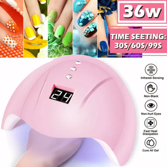 Professional 36W LED UV Nail Polish Dryer Lamp Gel Acrylic Curing Light Spa USB