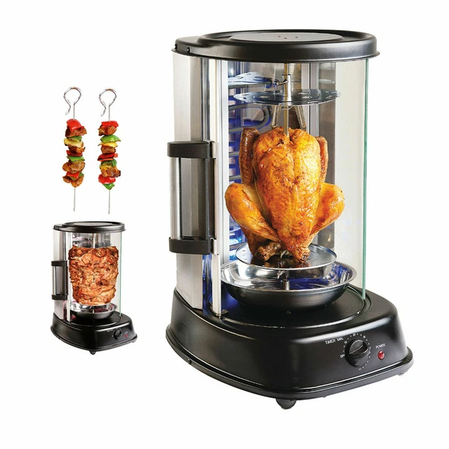 Grill Four Vertical Rotisserie Poulet Viande Kebab Brochettes Rotation 360º...