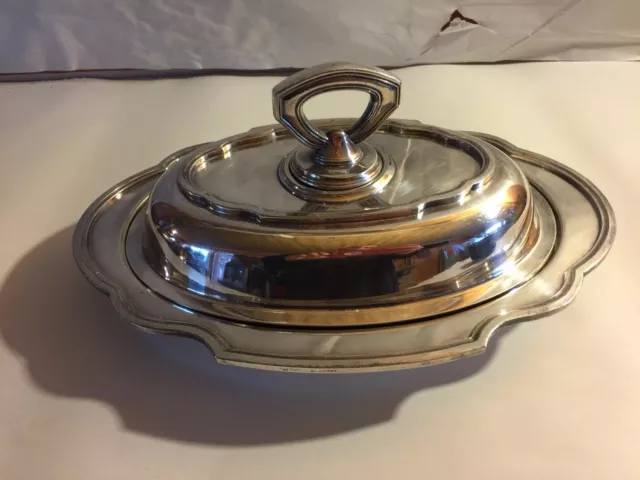 11 1/2x 8 1/4 vintage English style Silver plated entree dish,covered,Barbour