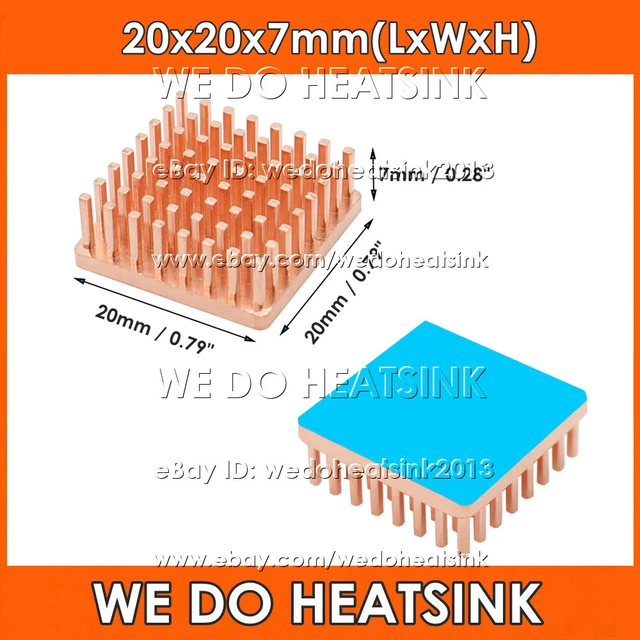 20X20X7MM COPPER HEAT Sink With or Without Tape For IC Electronic CPU